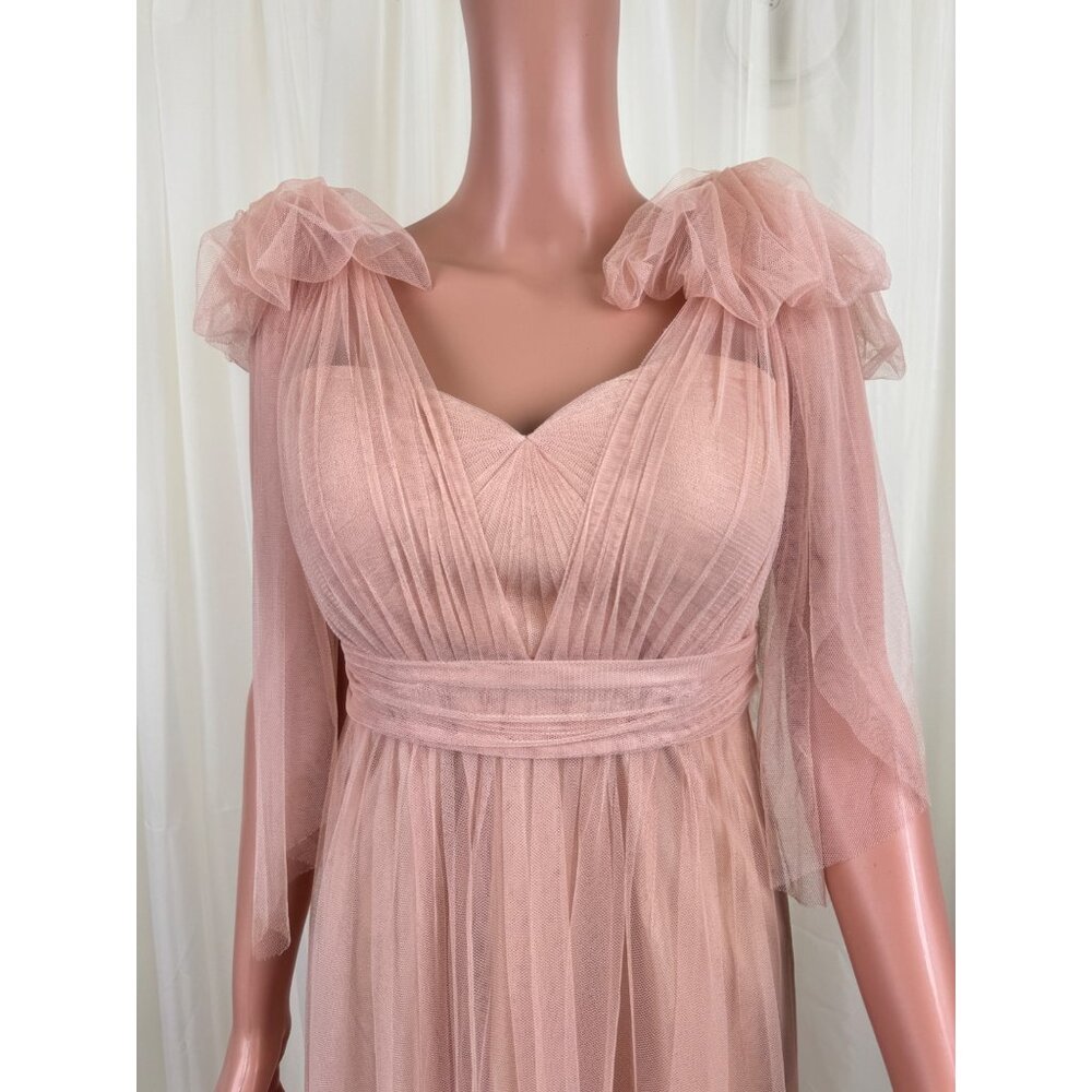 Jenny Woo Annabelle Convertible Chiffon Tulle Bridesmaid Dress Peach Size 4 - Picture 4 of 17
